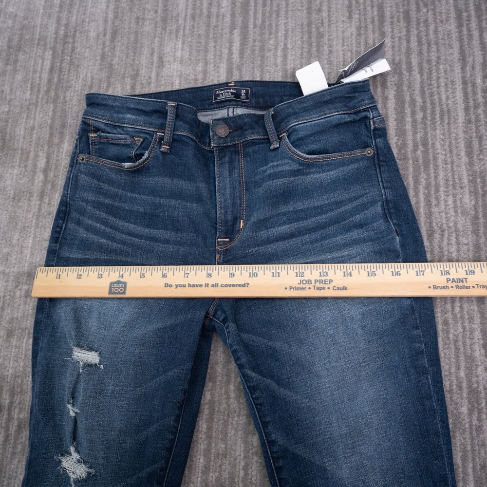 Abercrombie & Fitch Harper Ankle Jeans Women 6R Blue NEW Distressed Raw Hem - Picture 4 of 12